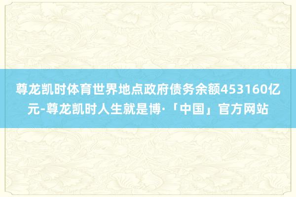 尊龙凯时体育世界地点政府债务余额453160亿元-尊龙凯时人生就是博·「中国」官方网站