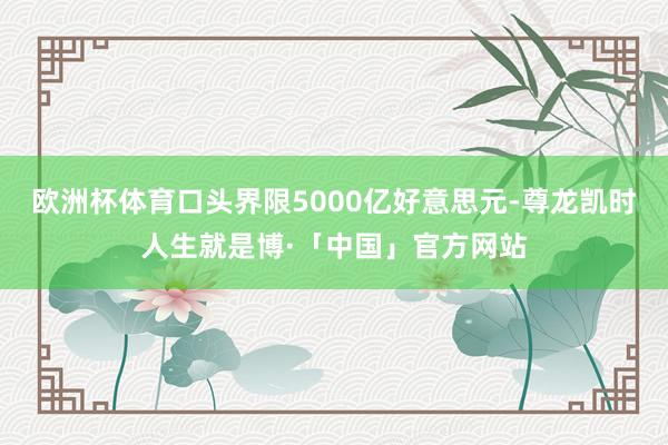 欧洲杯体育口头界限5000亿好意思元-尊龙凯时人生就是博·「中国」官方网站