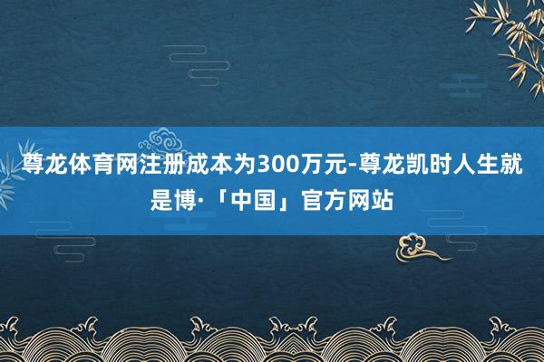 尊龙体育网注册成本为300万元-尊龙凯时人生就是博·「中国」官方网站