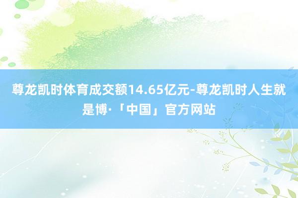尊龙凯时体育成交额14.65亿元-尊龙凯时人生就是博·「中国」官方网站