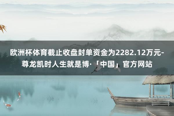 欧洲杯体育截止收盘封单资金为2282.12万元-尊龙凯时人生就是博·「中国」官方网站