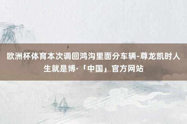 欧洲杯体育　　本次调回鸿沟里面分车辆-尊龙凯时人生就是博·「中国」官方网站