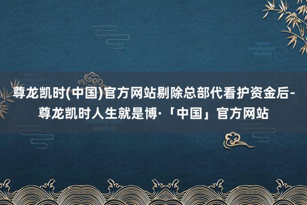 尊龙凯时(中国)官方网站剔除总部代看护资金后-尊龙凯时人生就是博·「中国」官方网站