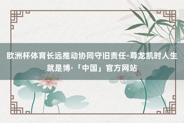 欧洲杯体育长远推动协同守旧责任-尊龙凯时人生就是博·「中国」官方网站