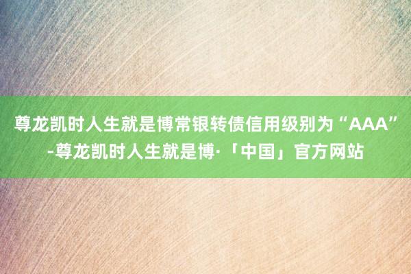 尊龙凯时人生就是博常银转债信用级别为“AAA”-尊龙凯时人生就是博·「中国」官方网站