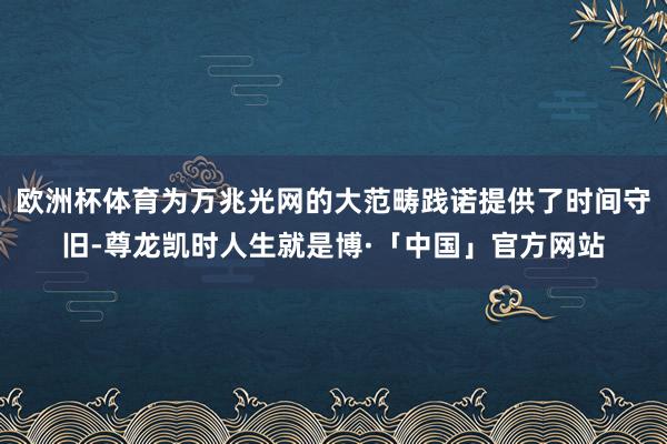 欧洲杯体育为万兆光网的大范畴践诺提供了时间守旧-尊龙凯时人生就是博·「中国」官方网站