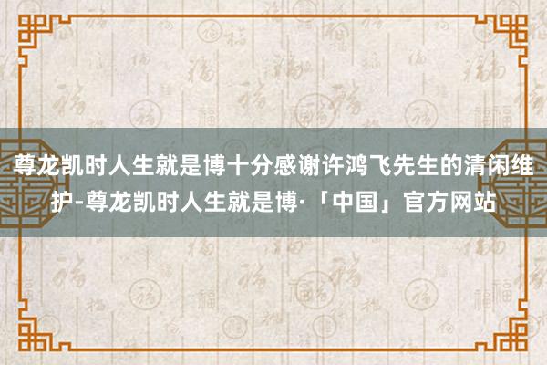 尊龙凯时人生就是博十分感谢许鸿飞先生的清闲维护-尊龙凯时人生就是博·「中国」官方网站